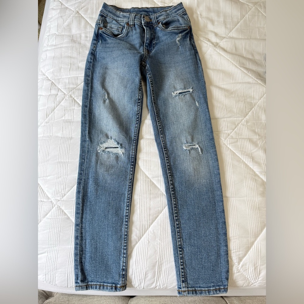 Zara Blue Slim-Fit Distressed Jeans